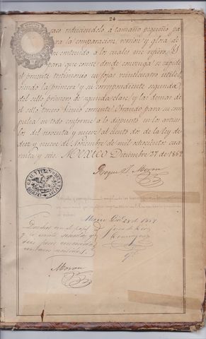 CERTICACIÓN DEL TESTIMONIO, EXPEDIDO EN EL AÑO DE 1869