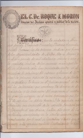PRIMER FOLIO DE 24
TESTIMONIO DE 1869